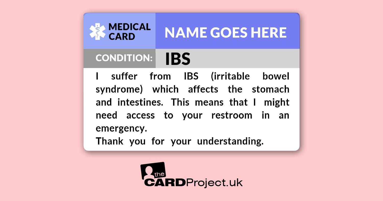 IBS (Irritable bowel syndrome) Medical ID Alert Card   (FRONT)
